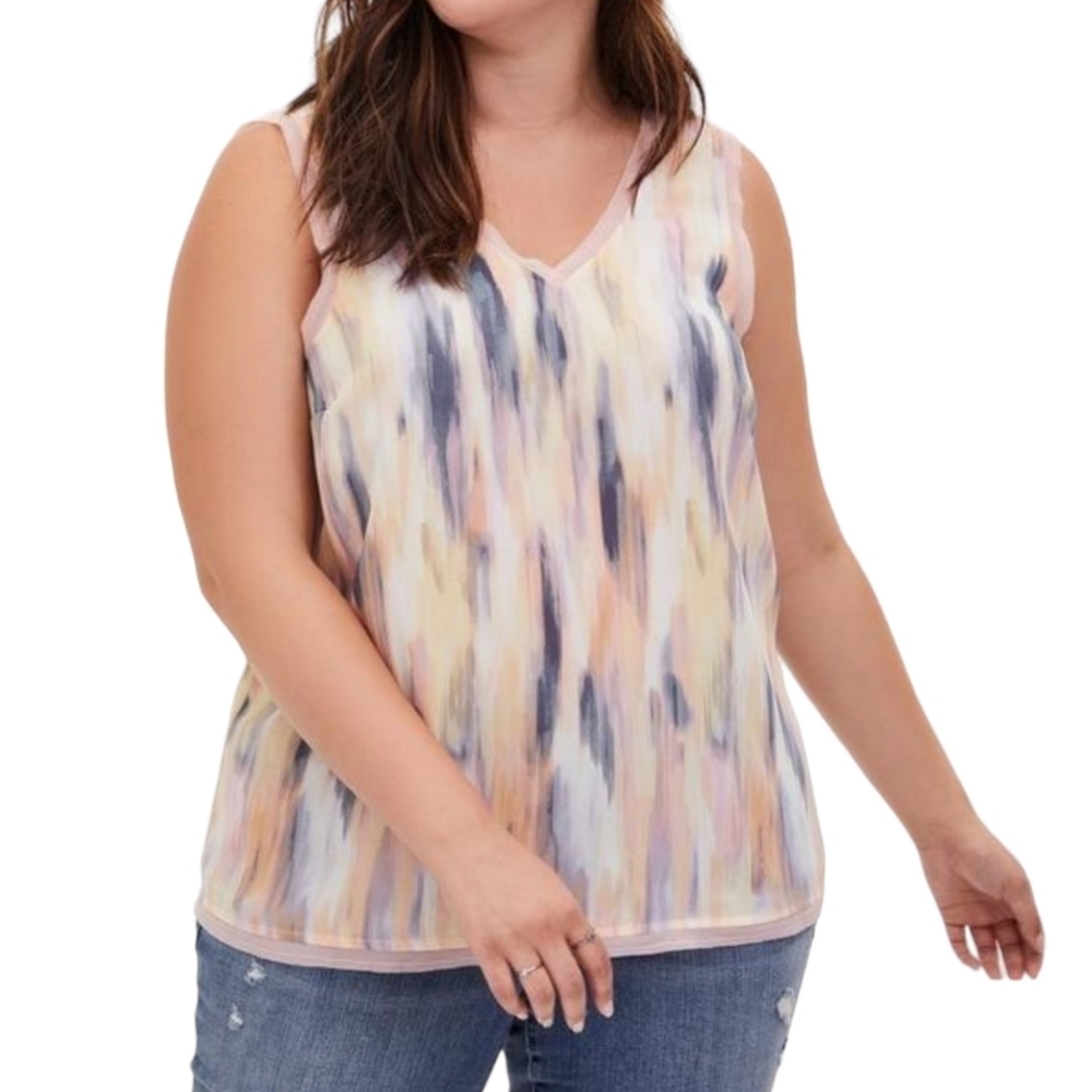 Torrid Frayed Hem Paint Effect Tank Blouse